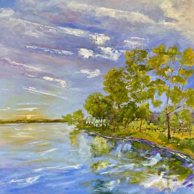 Gentle Summer Days, Lake on The Mountain, Oil, 40 x 40 inches