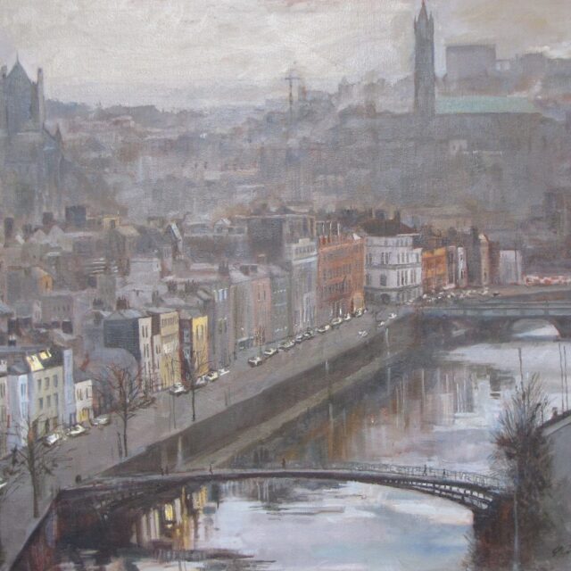 Halfpenny Bridge, Dublin, oil on canvas, 24 x 36 inches