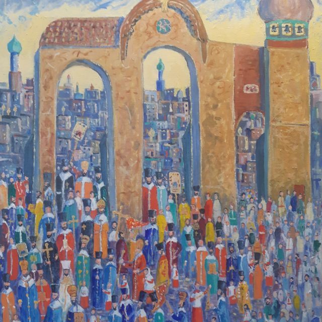 The Great Gate of Kiev, acrylic, 24 x 36 inches