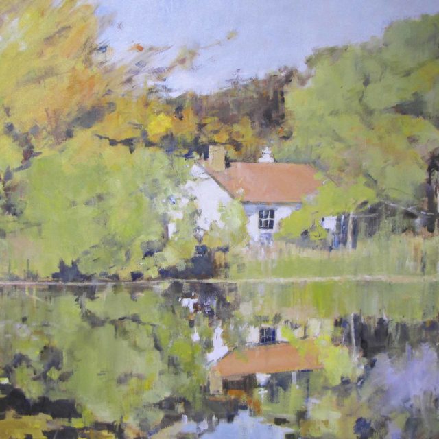 Bloomfield pond reflection, Prince Edward County, oil on canvas