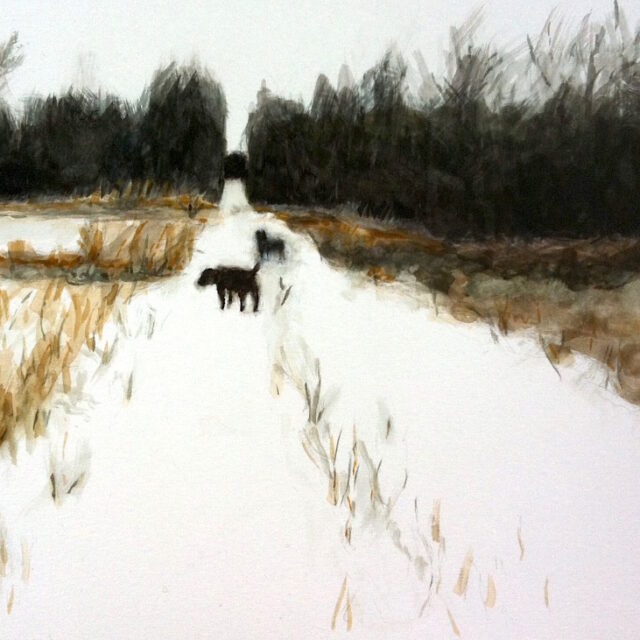 Dogs on the East Road, watercolour, Marjorie Cluett Seguin