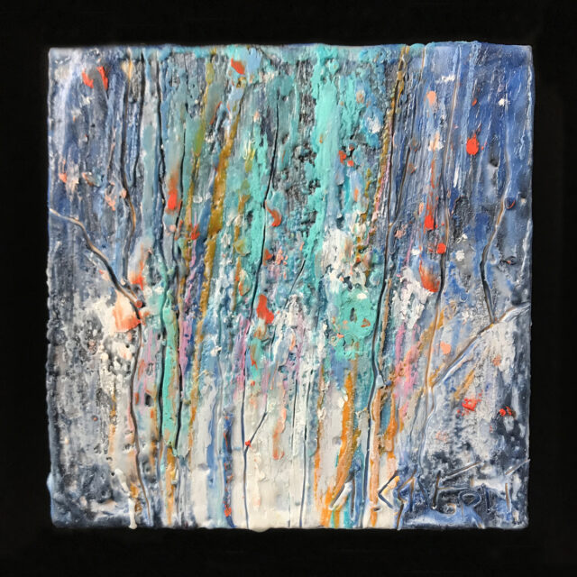 Into The Sky (Encaustic Mixed Media), 5 x 5 inches © Andrew Csafordi, ANDARA Gallery