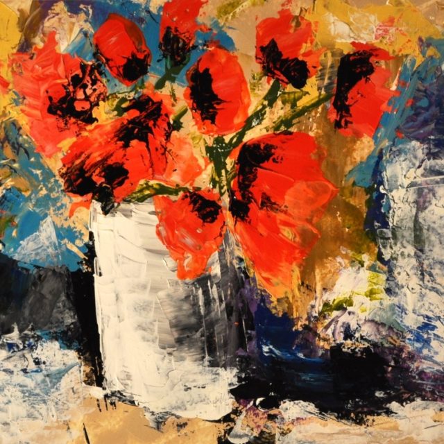 Poppies in a White Vase