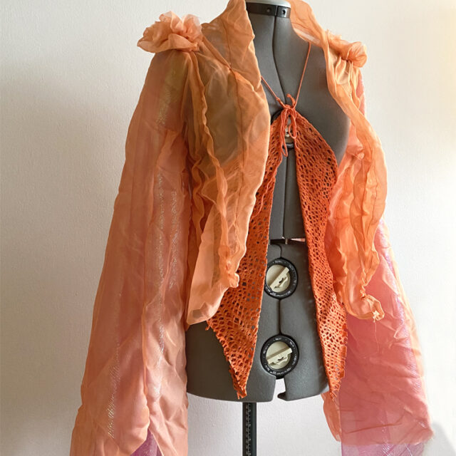 Orange Phoenix - Hand-Dyed Silk, organza, mixed media © Andie Csafordi