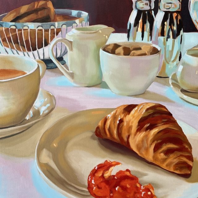 Breakfast at the Inn, oil on panel, 20 x 16 inches