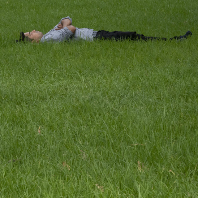 Guy Sleeping in Hyde Park, Sydney , February, 2019