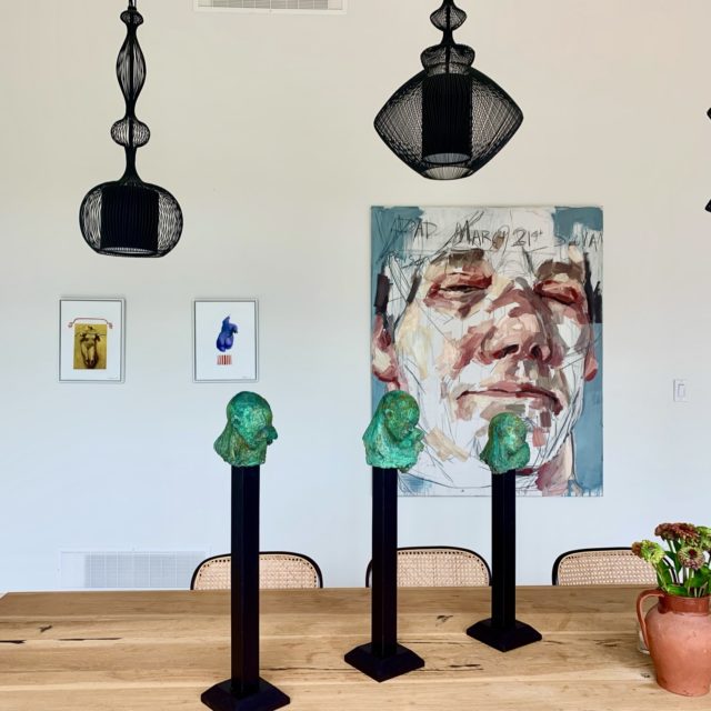 Paintings by Fabrizio Sclocco (left) & Elly Smallwood; Sculptures by Donna Zekas