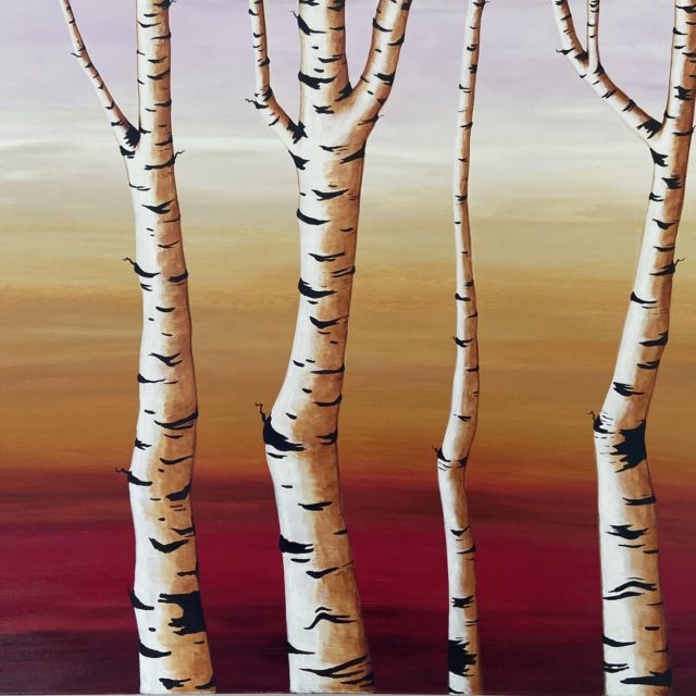 Birch Trees, acrylic on canvas, 30 x 40 inches
