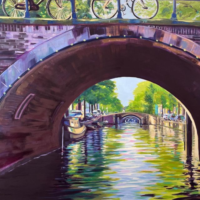 Beautiful Amsterdam, oil on panel, 16 x 20 inches