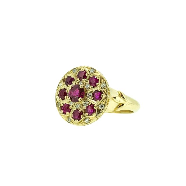 The Nature of Love - 14K Yellow Gold, Rubies and Diamonds