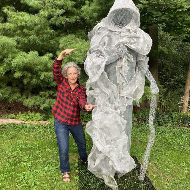 The Se'er, chicken wire, aluminum screening, 1cm landscape cloth, wire, 96 x 40 x 40 inches; winner of the 2022 Art in the County Children's Choice Award