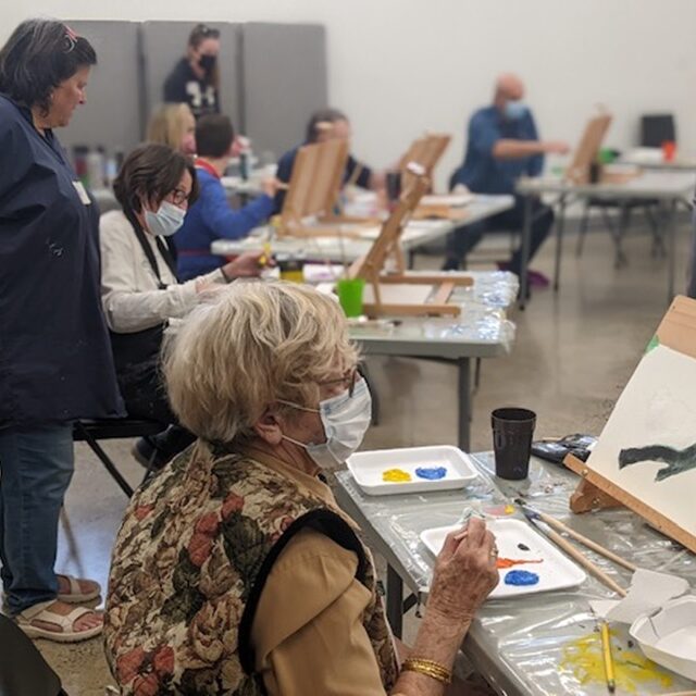 Facilitating a painting class at the County Arts Lab, 2021