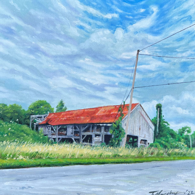 Barn On Victoria Rd., PEC, oil on canvas, 10 x 10 inches