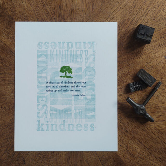 Kindness Art Pring; typographic art print featuring quote by Amelia Earhart