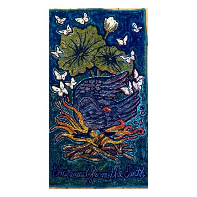 Backward from the Earth (2022), Wool on Linen, 25.5 x 44 IN