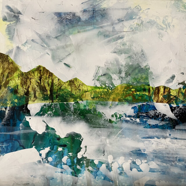 Wind on the Lake, acrylic on paper
