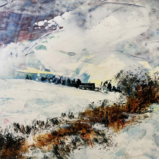 A Winter's Walk, acrylic on paper