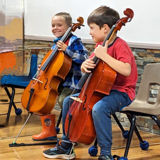 Students practicing during the Cello Program.