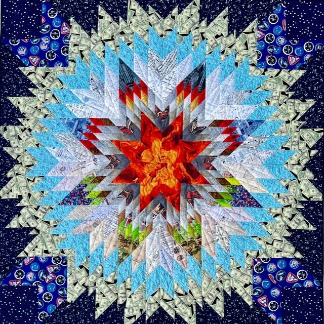 Pax Americana (selection) — Quilt made with cotton and repurposed fabric