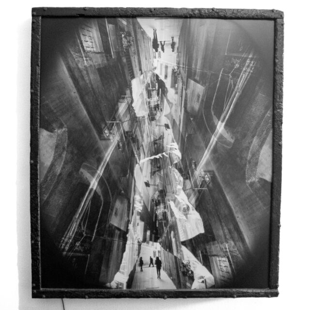 Crossing Gotic, Burnt Frame, Light box, Multiple exposure Photography on Plexi, 32 x 48