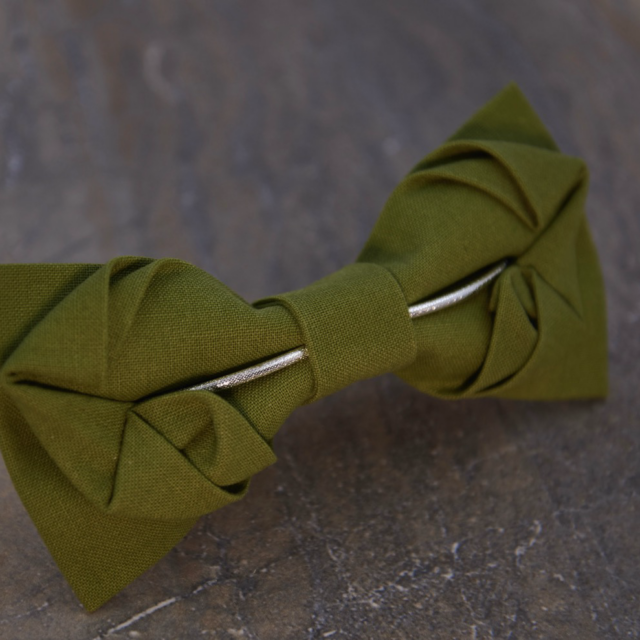 Within Butterfly - Green - Hand-stitched bow tie featuring an origami fold technique, creating an elegant illusion of layered design.