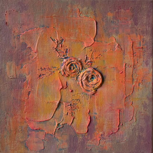 DUSTED ROSE (2025), 20 cm x 20 cm, acrylic on textured canvas