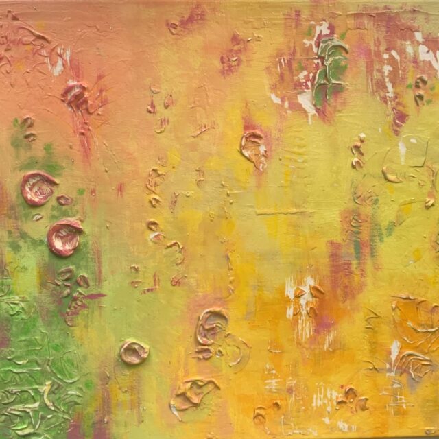 GOLDEN ROSE (2024), 45 cm x 60 cm, acrylic on textured canvas