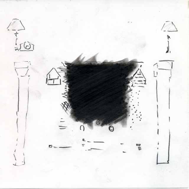 STANDING ON BOTH SIDES,   pencil on paper by Dieter Grund