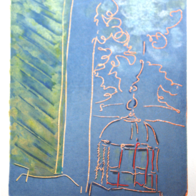 ABSENT AUDIENCE, relief print by Dieter Grund