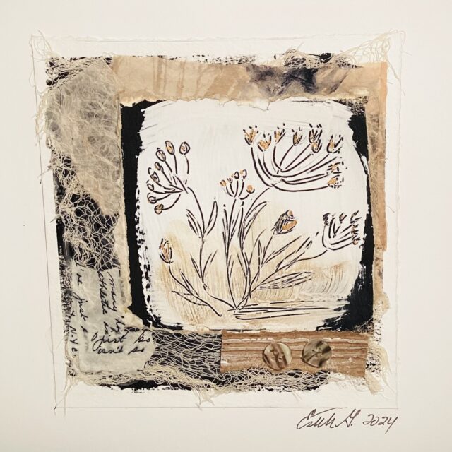 Wildflowers, Mixed media, 2024, 6 x 6 inches