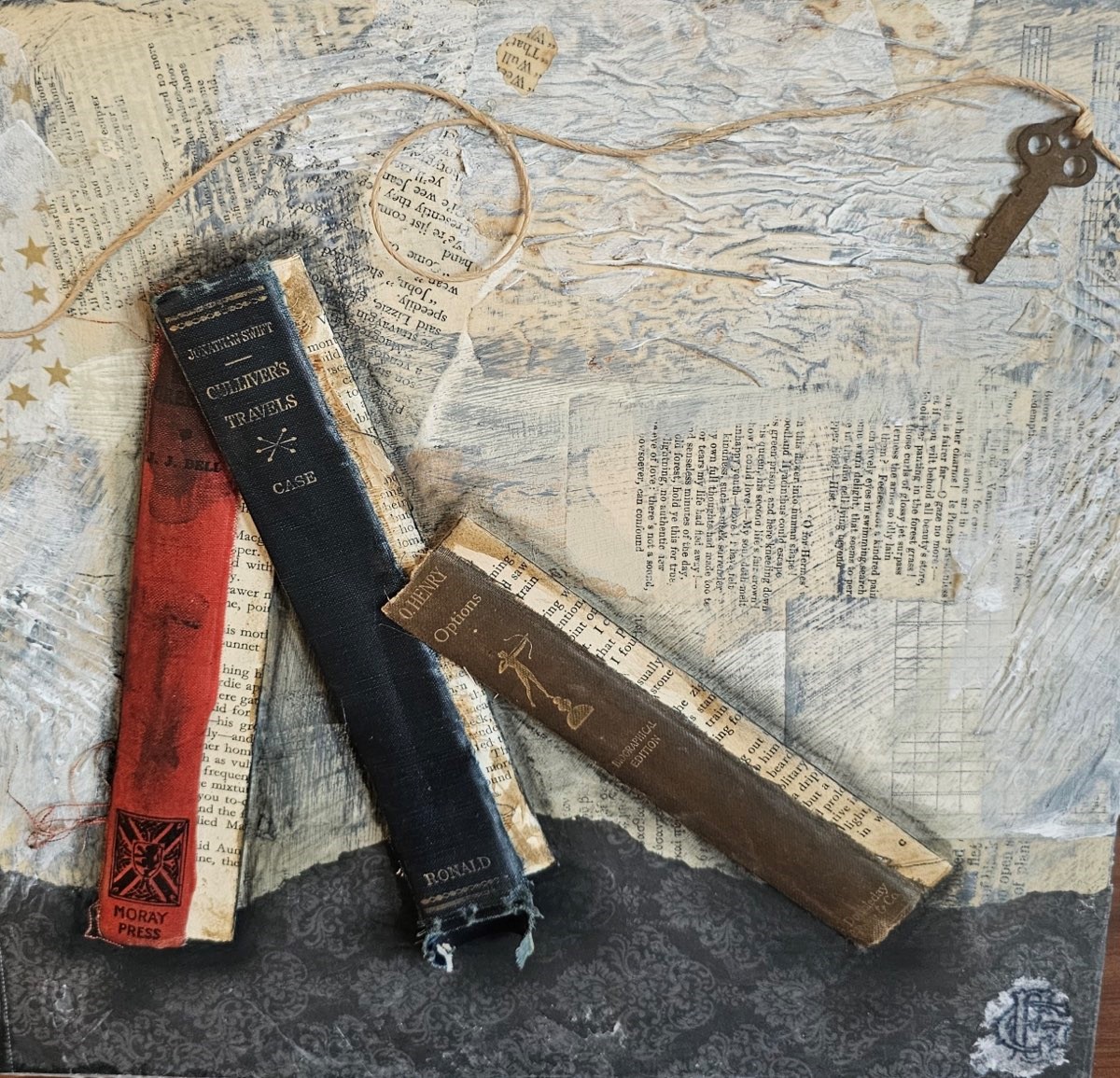 Bookish #8, Mixed Media, 2025, 12 x 12 inches