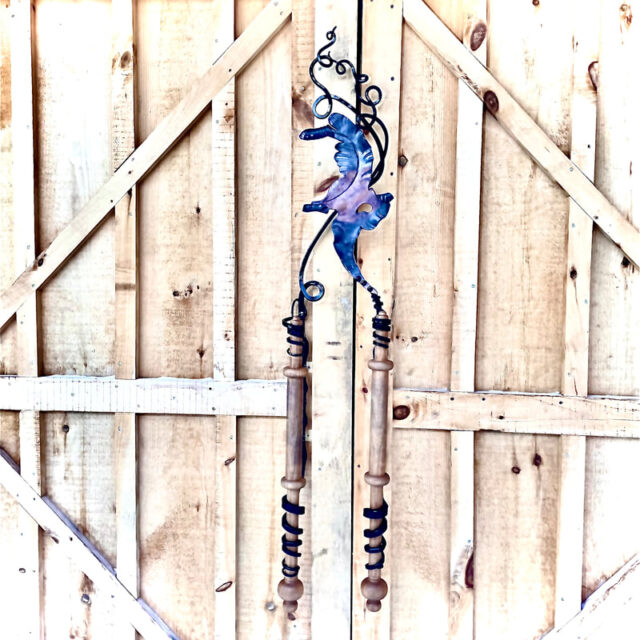 Custom hand forged handles with wooden elements by Stefan Duerst.