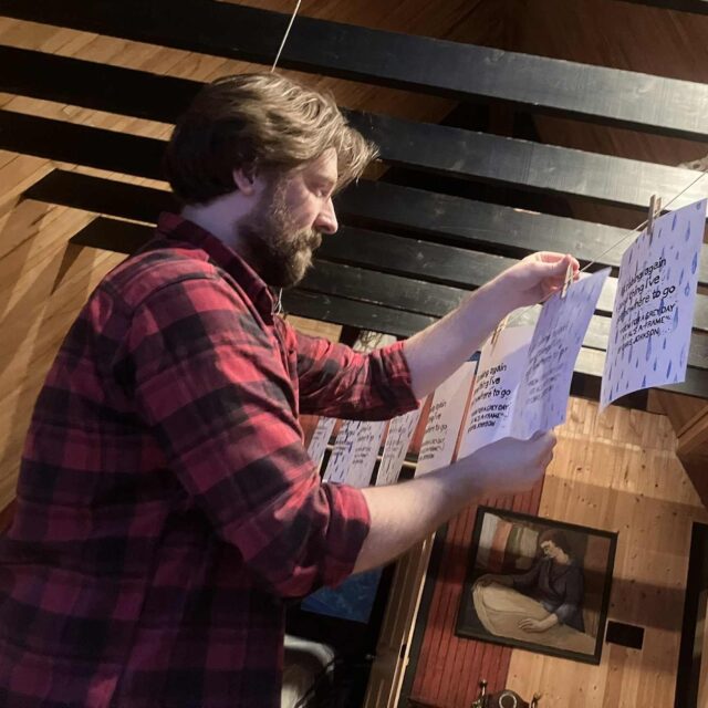 Writer-in-residence working on a community project