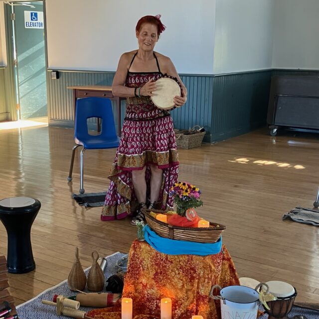 Drum circle with Janet Jephcott