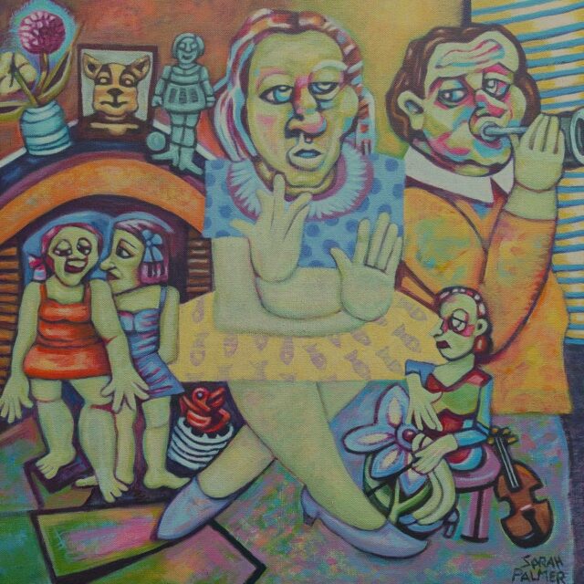 Gossip - This painting expresses some of the emotions I felt when I lived on a collective farm for several years. There was much speculation about the relationships of the people on the farm.